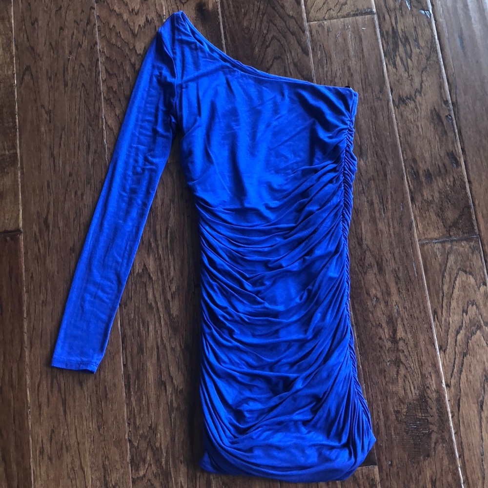 One Shoulder Blue Dress
